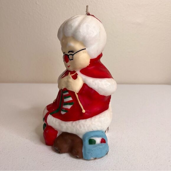 Vintage Mrs Claus Wax Candle Home Decor Christmas Winter Holiday Nostalgic 7 In - Picture 2 of 13